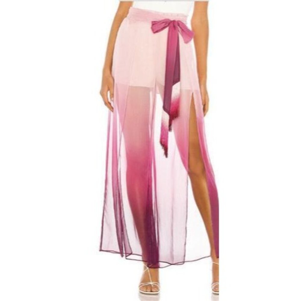 NWT Jonathan Simkhai Sm Ombre Wide-Leg Split Front Pants Magenta 96955